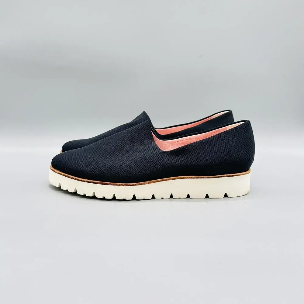 Pretty Ballerinas Shoes Womens 10 Black Platform Flats Loafer Microfiber